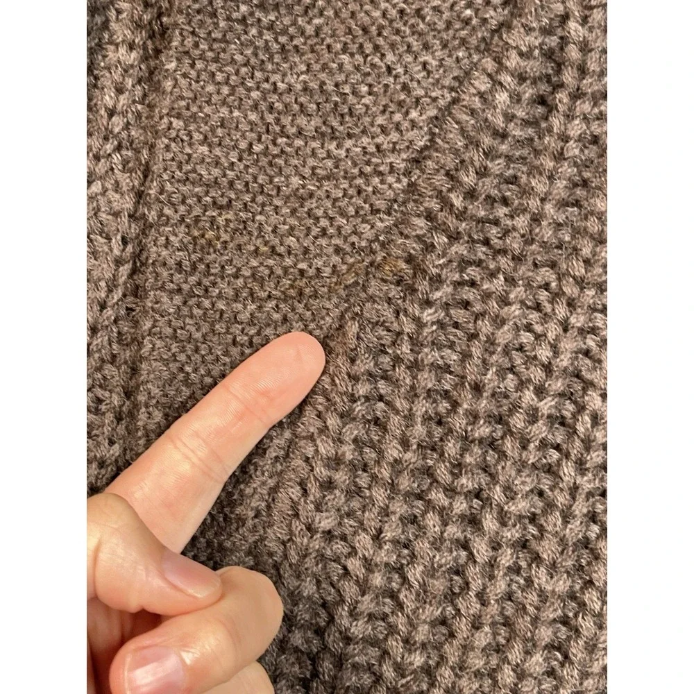 J. Crew Cardigan Hand Knit Wool Brown Fishermen Chunky Cable Knit Sweater‎ Large